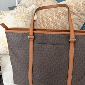 Michael Kors Tan and Brown Signature Tote